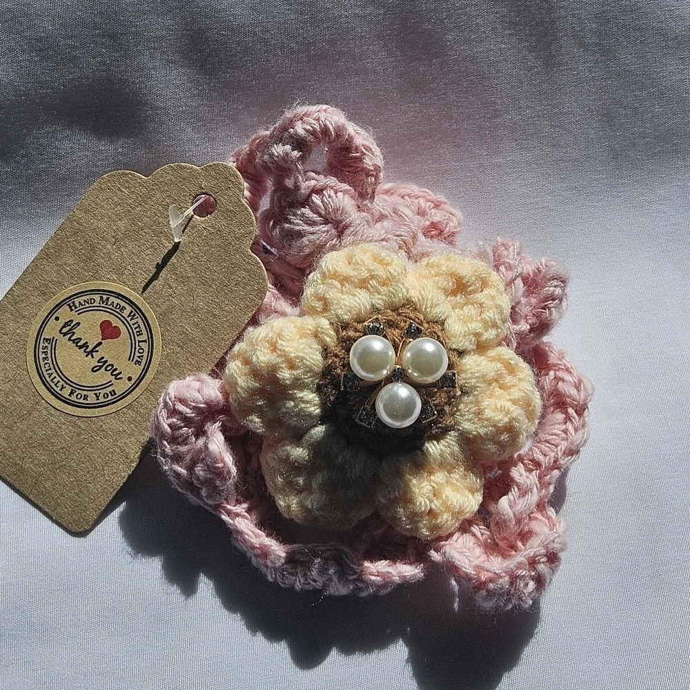 Hand Crafted Hair Pink Crochet 4